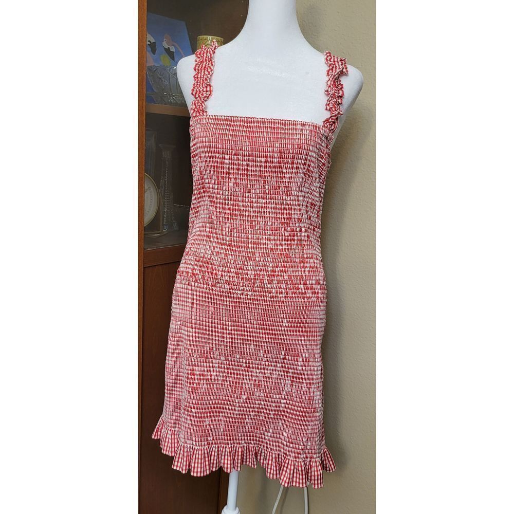 Gianni Bini Red and White Gingham Mini Dress